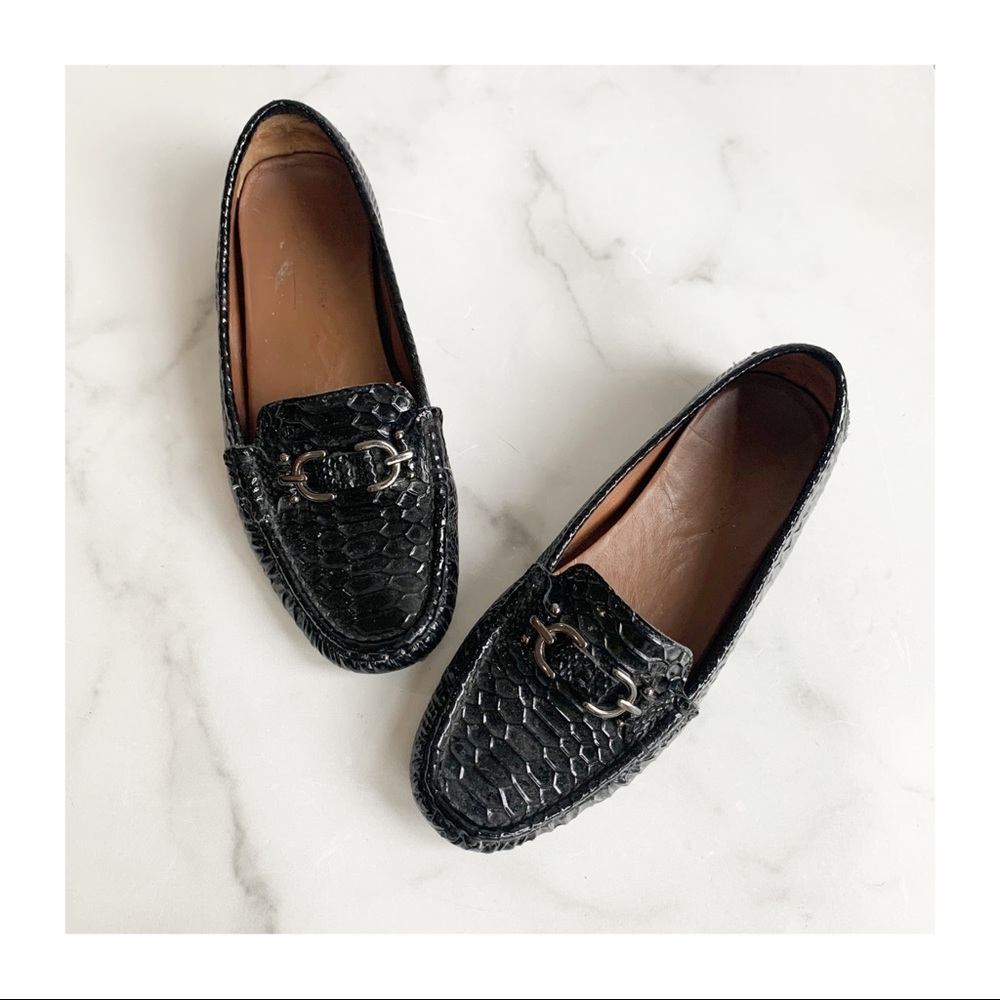 Donald J Pliner • Patent Loafer Faux Alligator • 8